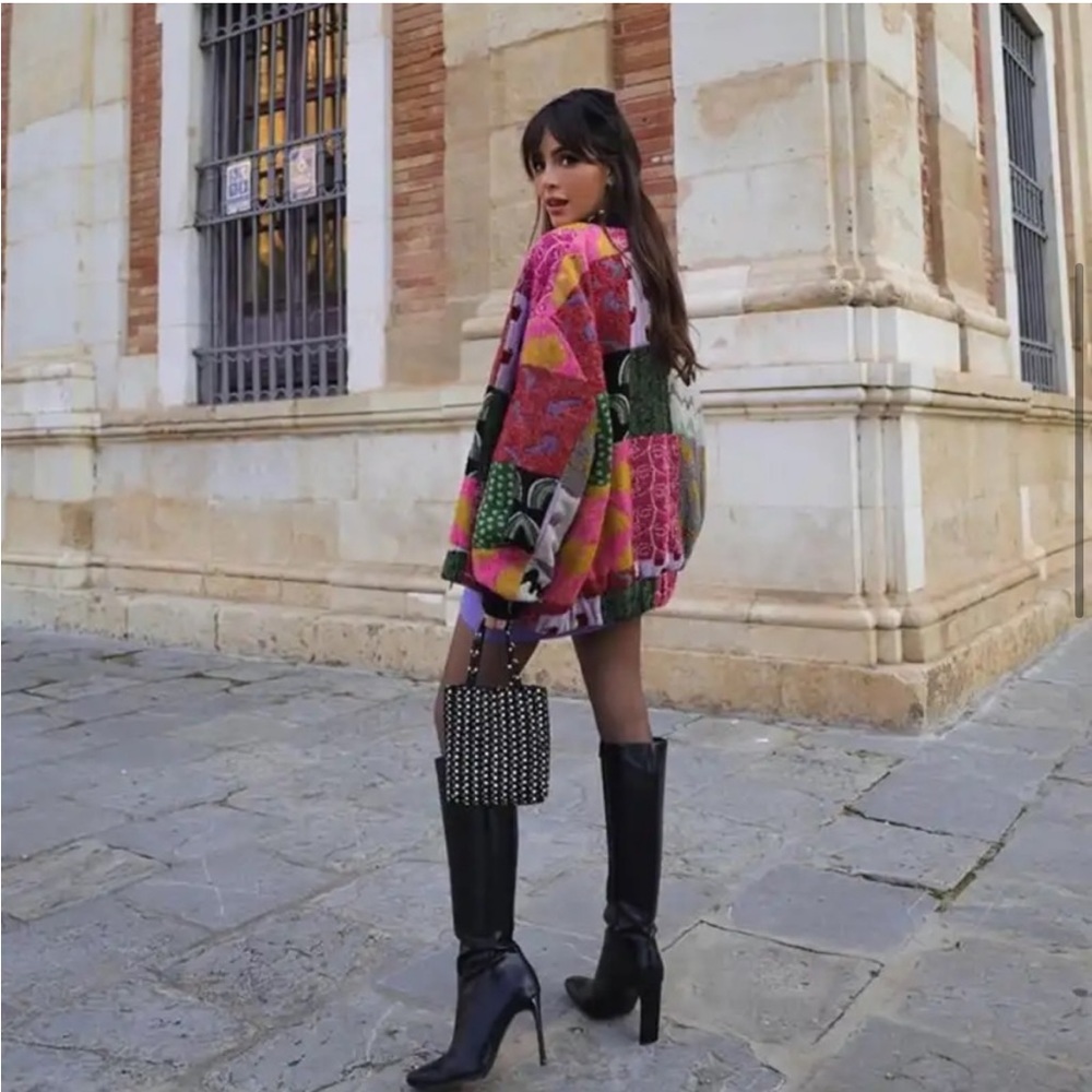 #26 LAST 1! Multicolor patch zip up lightweight bomber coat - Picture 7 of 12